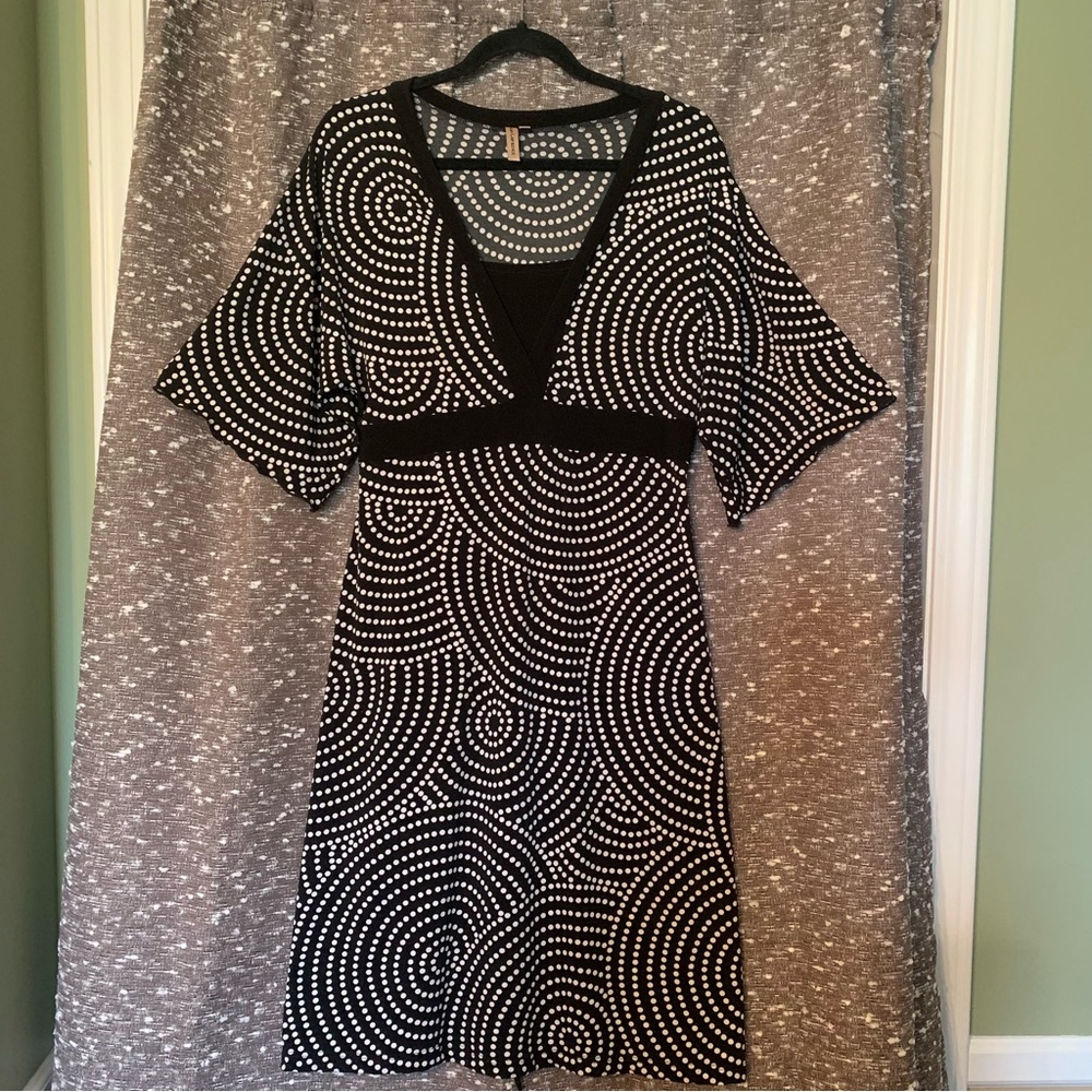 Vintage Susan Lawrence Black & White Polka Dot Circle Dress Size Large